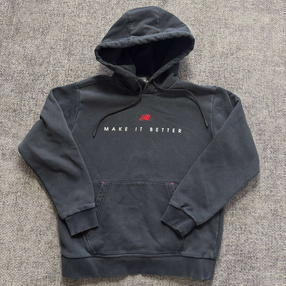 New Balance Hoodie Mens Medium Black Make It Better Graphic Pullover NB Logo